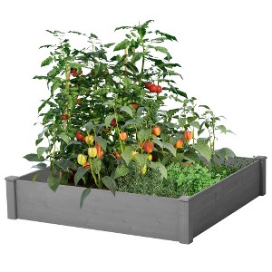 YUHAO Outdoor Wooden Raised Garden Bed - Square Planter Box with Tool-Free Assembly - Over Floor Elevated Design,48"x48"x10" - 1 of 4