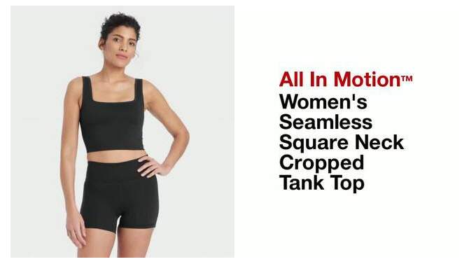Women's Seamless Square Neck Cropped Tank Top - All In Motion™, 2 of 11, play video