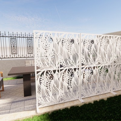 Maggift Patio Decorative Screens, Iron Arch Decoration Garden Trellis, for Outdoor for Climbing Plants Support, Flowerbed, White, 45.3"*15.8"*72"
