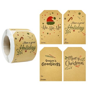 Wrapables Christmas Holiday Gift Tag Stickers and Labels Roll for Gift-Wrapping, Labeling, Package Decoration (300pcs), Great Holiday - 1 of 4