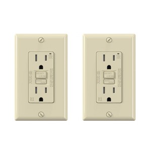 ELEGRP GFCI Outlet,15A Self-Test GFCI Electrical Outlet, Tamper Resistant Receptacle with Wall Plate, UL Listed, Light Almond 2PC - 1 of 1