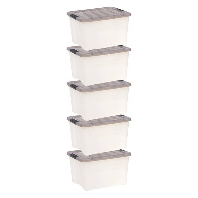 Iris 6.5qt 5pk Weatherpro Plastic Storage Bin with Lid