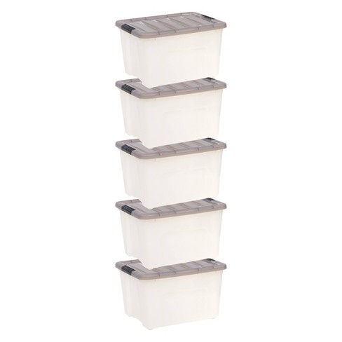 Iris Usa 6 Pack 12qt Plastic Storage Bin With Lid And Secure Latching  Buckles, Pearl : Target