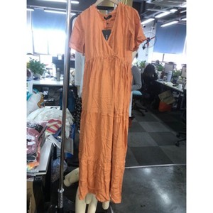 V-neck flared sleeve short sleeved long maternity dress - 1 of 1
