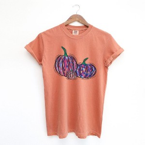 Simply Sage Market Women's Colorful Pumpkins Short Sleeve Garment Dyed Tee - 1 of 4