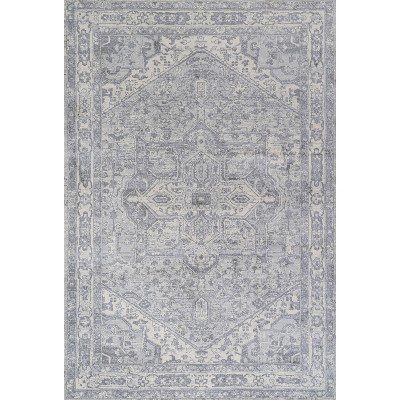 Light Gray/Ivory Synthetic Reversible Rectangular Runner Rug
