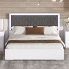 Queen Size Upholstered Platform Bed with Frame and LED Light, Modern Velvet Headboard with Diamond Quilting Detail-Maison Boucle - 3 of 4