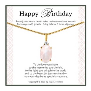 HOPE LOVE SHINE Rose Quartz Birthday Necklace – Healing Crystal Gift for Her, Heart Chakra Jewelry for Women - 1 of 1
