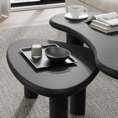 Lirago Wood Nesting Coffee Tables (Set of 2) 34*25 Black