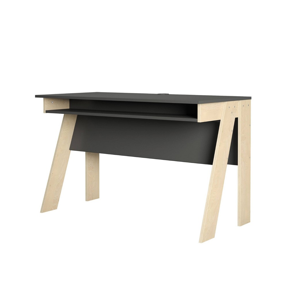 Tangent Computer Plywood Desk Charcoal Gray/Birch Plywood - Nexera -  83653818