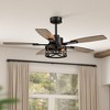 Siljoy 52-in Rustic Cage Ceiling Fan with Walnut or Black Color Blades Ceiling Fan With Lights - Remote Included - 3 of 4
