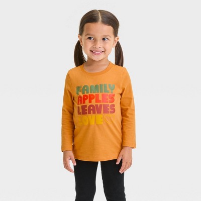 Image of Toddler 'Fall Love' Long Sleeve T-Shirt - Cat & Jack™ Dark Mustard Yellow 2T