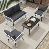 4-Piece Wicker Outdoor Furniture Set, Patio Sectional Sofa with Handmade Rattan and Metal Frame - 2 of 4
