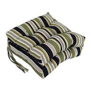 Blazing Needles, 16-inch Spun Polyester Patterned Outdoor Square Tufted Chair Cushions (Set of 2) - 1 of 2