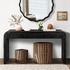 VYNXARIA 59inch Farmhouse Curved Vintage Storage Sideboard with Large Wooden Handles,Vertical Wood Grain Carving and Adjustable Shelves - 2 of 4