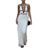 Clotth Women's Sensual Tie Backless Maxi Crossed  Halter Dress Deep V Neck Sleeveless Knit Elegant Dresses - 2 of 4