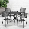 Emma and Oliver Commercial Grade 35.25" Round Metal Garden Patio Table Set, 4 Square Back Chairs - image 2 of 4