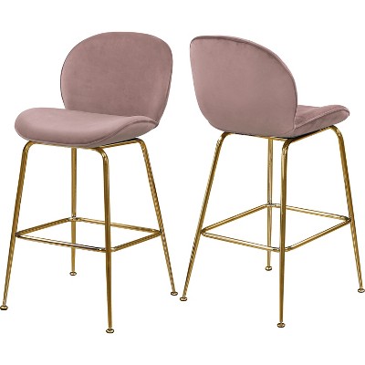 HomeStock 37.5 in.H Pink Finish Low Back Metal Frame Barstool Velvet ...