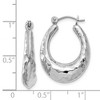 Black Bow Jewelry 6mm x 23mm Hammered Puffed Oval Hoops in 14k White Gold - 4 of 4