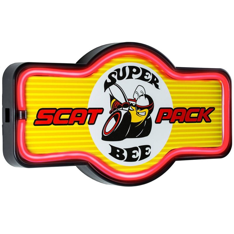 LED Dodge Super Bee Scat Neon Light Sign Wall Decor Yellow/Red - American Art Decor, 1 of 10
