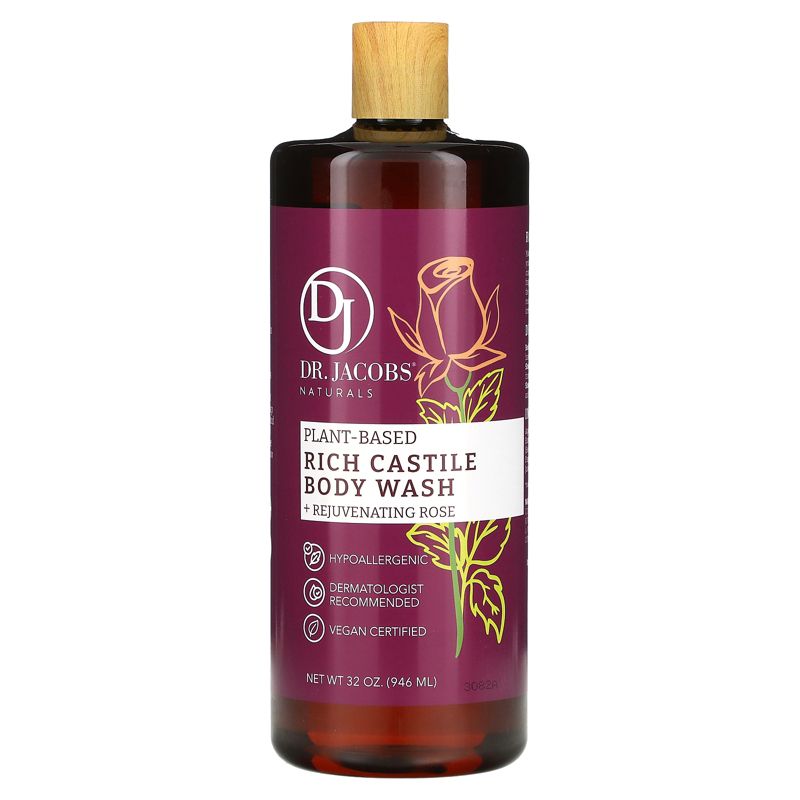 DR.JACOBS NATURALS All-Natural Castile Rose Body Wash with Plant-Based Ingredients - Gentle and Effective - Sulfate-Free, Paraben-Free, and, 1 of 3