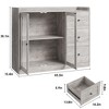 Homhougo Sideboard Buffet Cabinet with Storage, 43" Coffee Bar Cabinet with Glass Doors and 3 Drawers Gray - 2 of 4