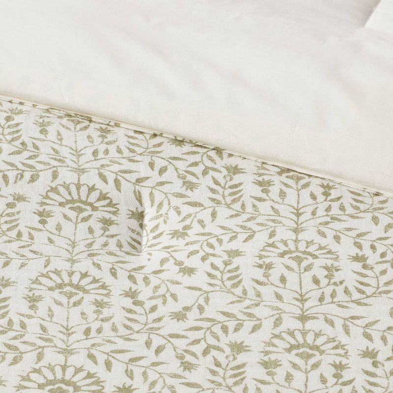 Traditional Vine Printed Cotton Comforter & Sham Set Green - Threshold™, 4 of 9