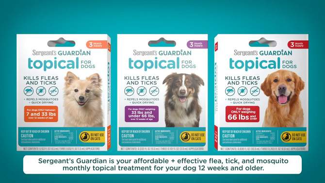 Sergeant&#39;s Guardian Flea &#38; Tick Topical Treatment for Dogs - 7-32 lbs - 3ct, 2 of 5, play video