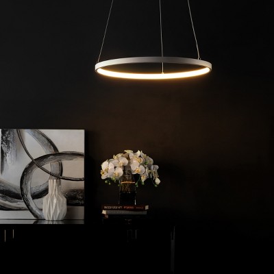 Bremi 20" Modern Minimalist Halo LED Pendant Light in Matte White