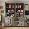 Famapy Rustic Gray Glass-Door Bookcase: Adjustable Shelves & 9 Drawers – Spacious Storage for Organized Home Libraries - 3 of 4