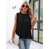 Clearlove Tops for Women 2025 Summer Sleeveless Shirts Dressy Ear Trimme Round Neck Tops One Size Fits Most - 3 of 4