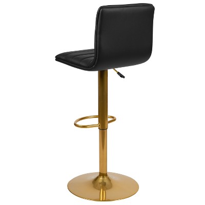 Black Vinyl Adjustable Swivel Barstool with Metal Base