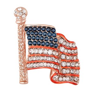 Anna-Kaci Crystal Rhinestone 4th of July American USA Flag Patriotic Pin Brooch - 1 of 4