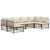 vidaXL 6-Piece Patio Lounge Set - Weather-Resistant Poly Rattan Anthracite Sofas with Beige Cushions, Modular Outdoor Furniture for Garden and Terrace - 3 of 4