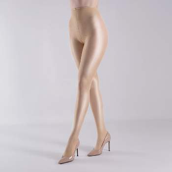 LECHERY Women's Lustrous Silky Shiny 40 Denier Tights (1 Pair) - Black,  Large/X Large 