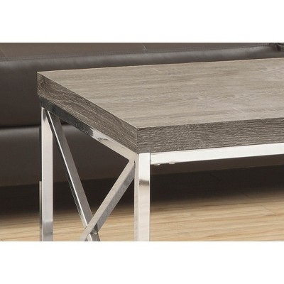 Dark Taupe Wood and Chrome Rectangular Coffee Table