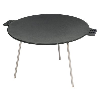 Bayou Classic Pre-Seasoned Cast Iron Campers Discada Features Detachable Legs 17-in Diameter Cook-Top Perfect