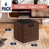 Ornavo Home 6 Pack Paper Wicker Storage Shelf Basket Cube Bin with Handles - 2 of 4