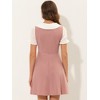 INSPIRE CHIC Women's Bowtie Neck Contrast Color A-Line Doll Collar Dress - 4 of 4