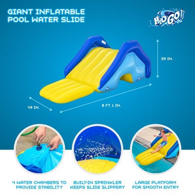 Giant Yellow and Blue PVC Inflatable Pool Water Slide with Sprinkler