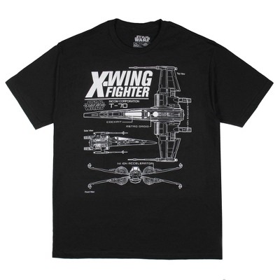 Star Wars Men S X Wing Fighter T Statistics T Shirt Black Large Adult Black Target