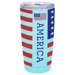 100 North 20 Ounce Stainless Steel On the Go Travel Tumbler With Push Top Lid, America Teal - 1 of 4