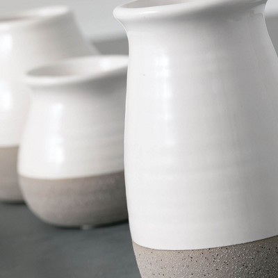 Petite Trio Gray and White Ceramic Vase Set