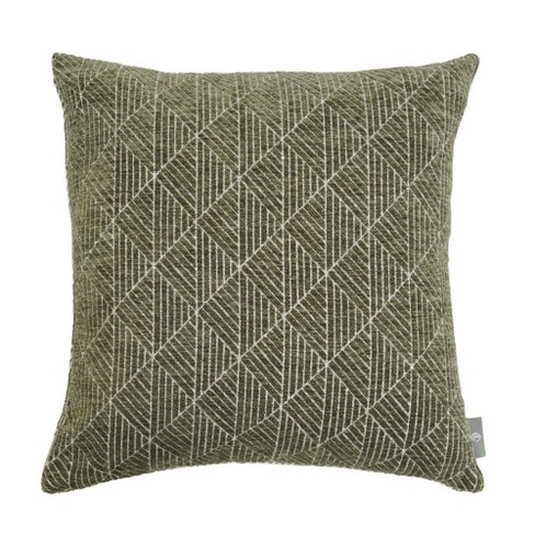 Soft Textured Olive Green Chenille Pillow Cover, Geometric Thick