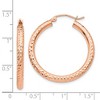 Black Bow Jewelry 3mm x 30mm 14k Rose Gold Large Diamond-Cut Round Hoop Earrings - 4 of 4