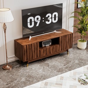 ATJafurn Wood TV Stand with Drawer and Cabinet , Mid Century Modern Entertainment Center with Open Shelf for Living Room - 1 of 4