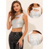 INSPIRE CHIC Women's Metallic Sleeveless Cut Out Party Holographic Crop Tank Tops - 2 of 4