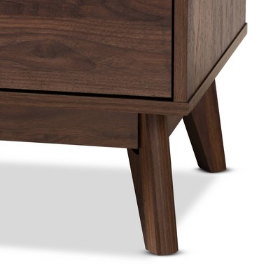Lena Mid-Century Walnut 3-Drawer Chest with Gold-Tone Handles