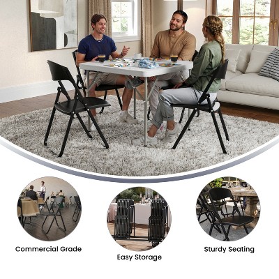 Set of 2 Contemporary Black Metal Armless Reception Chairs