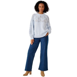 ellos Pointelle Yoke Pullover Sweater - 1 of 2
